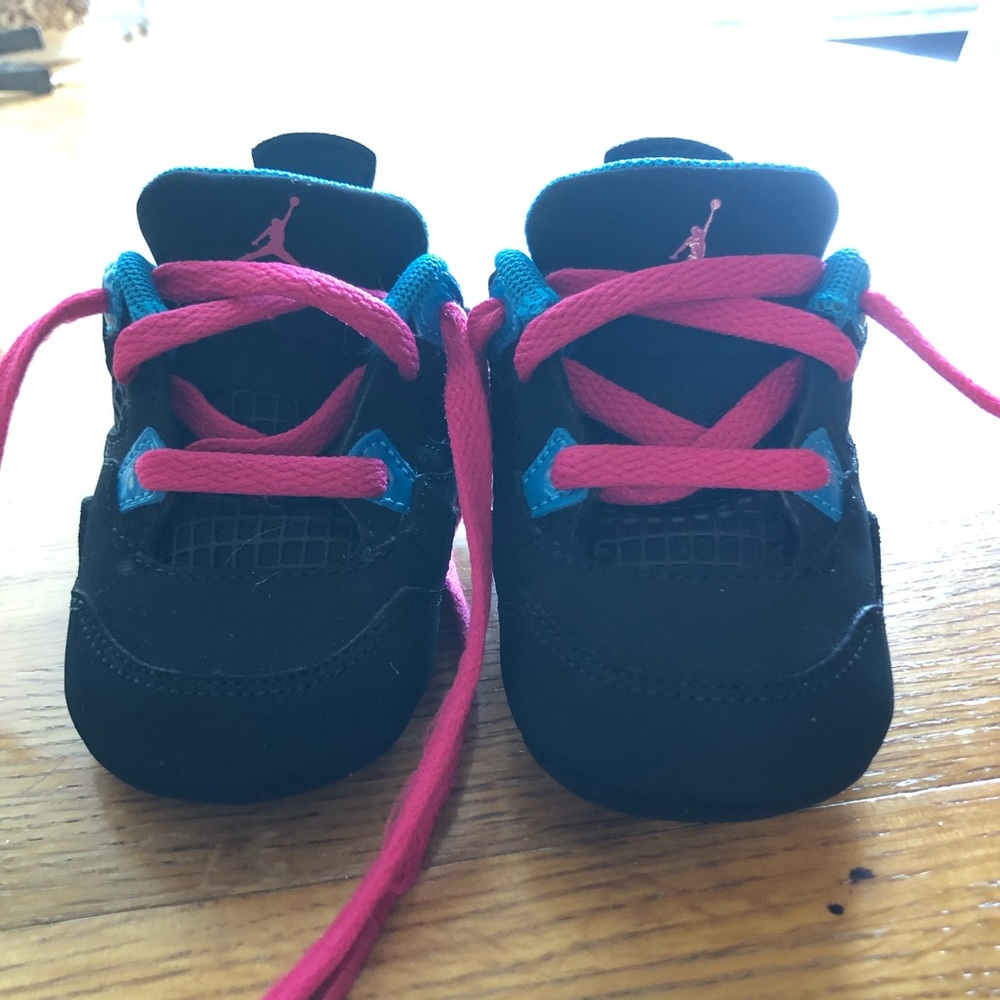 Nike blue pink black infant Jordan 4 Retro Crib